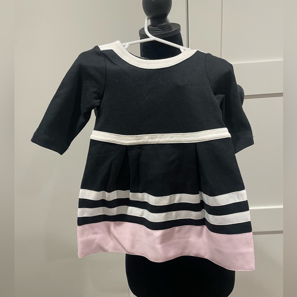 Little girls black dress with stripes-Janie and Jack